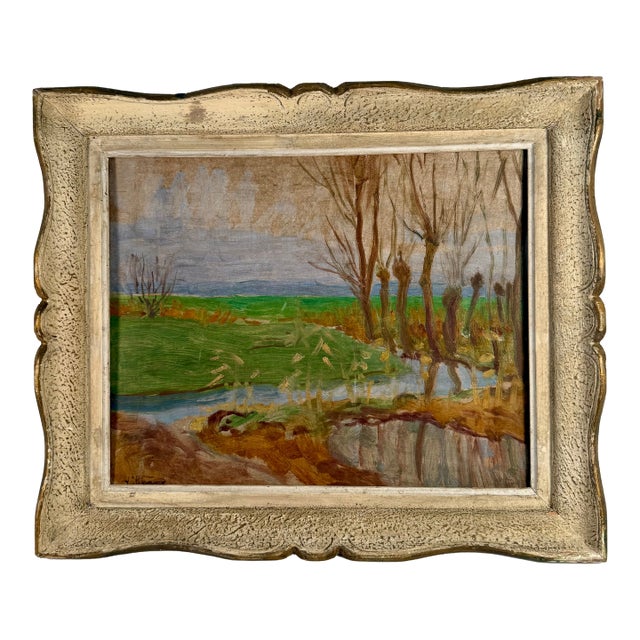 Vintage, French, Oil on Board, Framed Landscape Painting For Sale