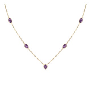 Purple Amethyst Necklace | Chain Link Gemstone Necklace | Layering Stacking Necklace | February Birthstone Gift For Sale