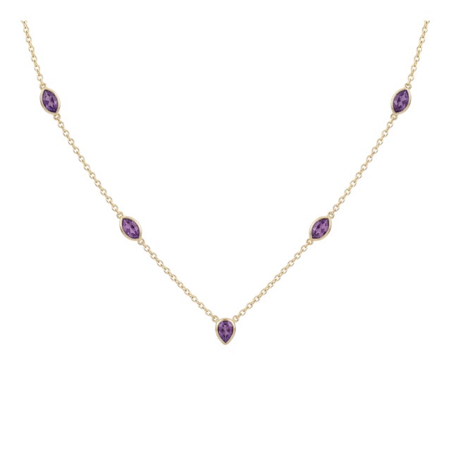 Purple Amethyst Necklace | Chain Link Gemstone Necklace | Layering Stacking Necklace | February Birthstone Gift For Sale