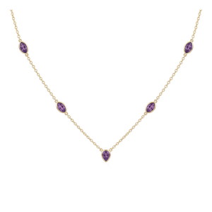 Purple Amethyst Necklace | Chain Link Gemstone Necklace | Layering Stacking Necklace | February Birthstone Gift
