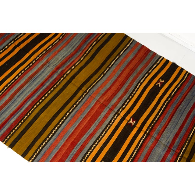 Vintage Tribal Stripe Kilim Rug For Sale - Image 4 of 10