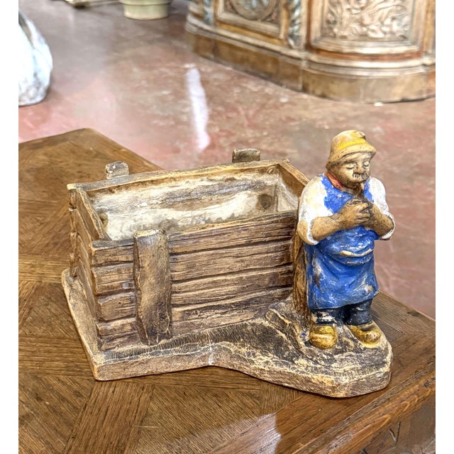 Late 19th Century 19th Century French Painted Figural Gardener Cachepot Planter For Sale - Image 5 of 10