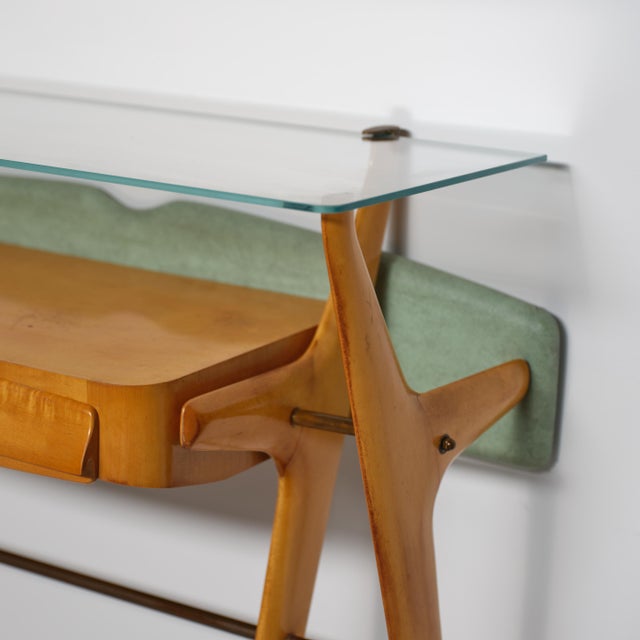 1950s Italian Sculptural Maple Console Table with Glass Top by Ico Parisi, 1950s For Sale - Image 5 of 11
