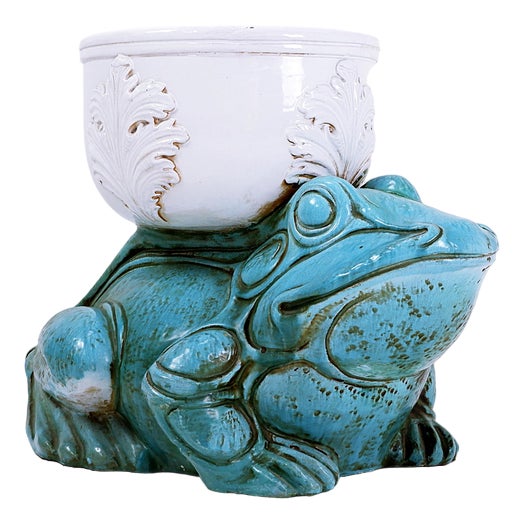 Mid-Century Large Ceramic Frog Planter For Sale