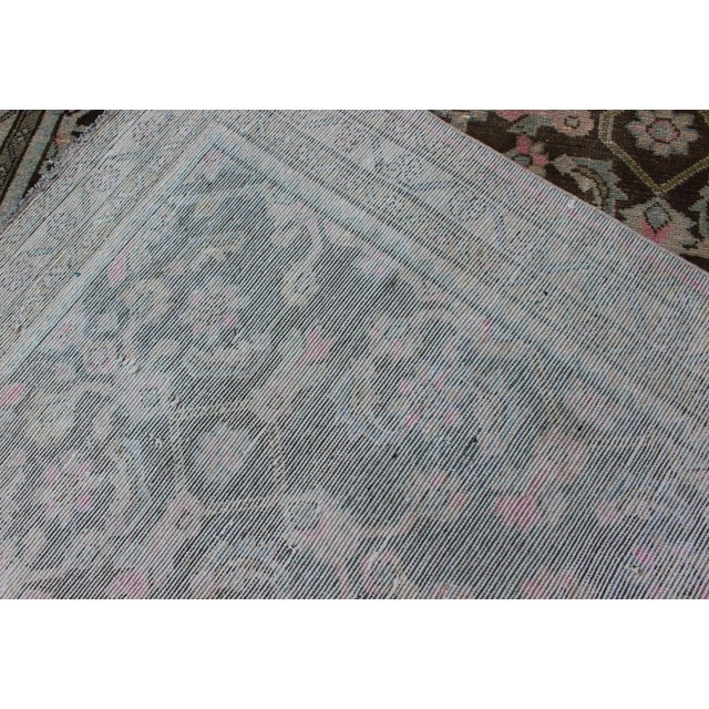 Mid 20th Century Pink, Gray, Charcoal and Brown Vintage Hamadan Rug With Flower Design For Sale - Image 5 of 13