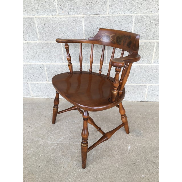 L. Hitchcock Harvest Paint Decorated Solid Maple Captain's Chair Chairish