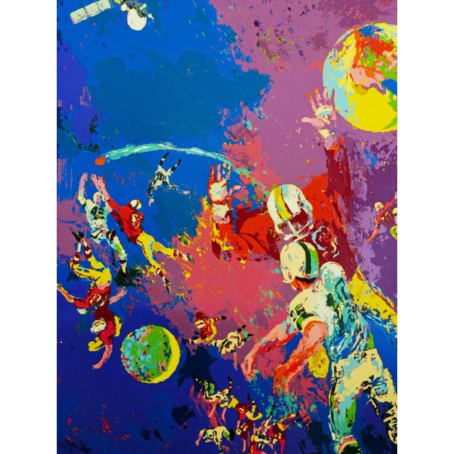 Paper 1990s LeRoy Neiman "Satellite Football" Hand Signed Sports Serigraph on Paper For Sale - Image 7 of 8