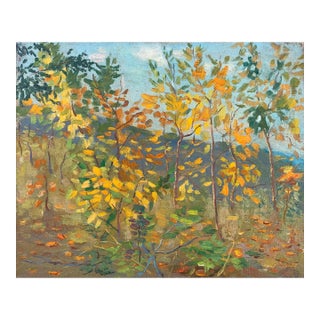 Forest Landscape Oil Painting, Ukrainian Soviet Art, 1961 30-36 For Sale