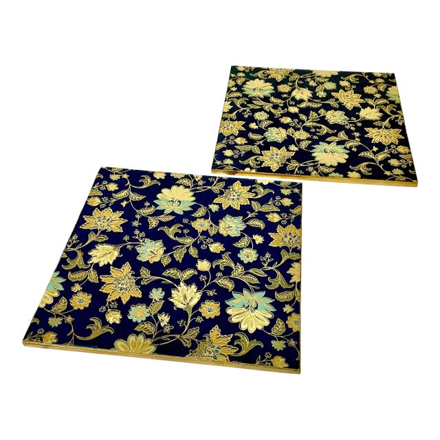 1980s Vintage Chinoiserie Hollywood Regency Boho Chic Trivets - Set of 2 For Sale