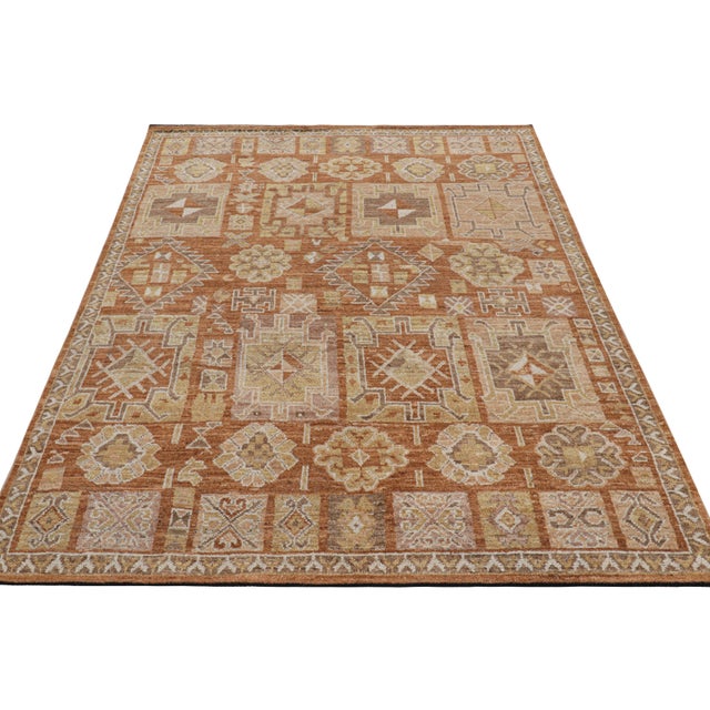 2010s Rug & Kilim’s Oushak Style Rug in Beige-Brown With Geometric Patterns For Sale - Image 5 of 7