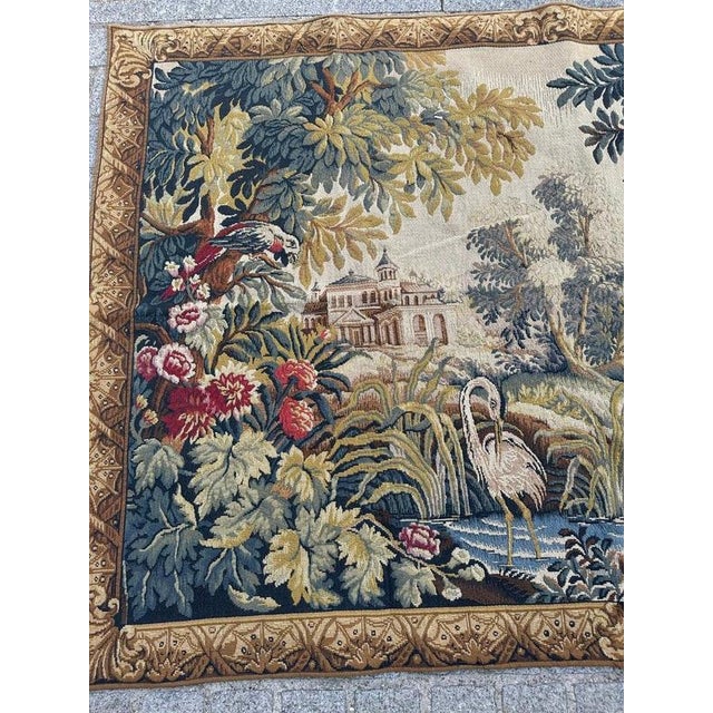 Vintage French Jacquard The Lignon Tapestry in the style of Aubusson, 1970s For Sale - Image 3 of 18