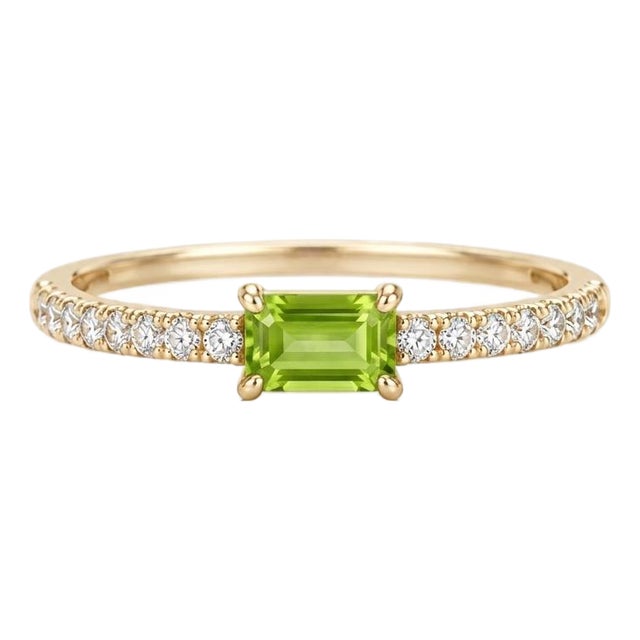 Green Peridot Engagement Ring | August Birthstone Ring | Dainty Anniversary Gift for Woman Us 7 (All Sizes Available) For Sale