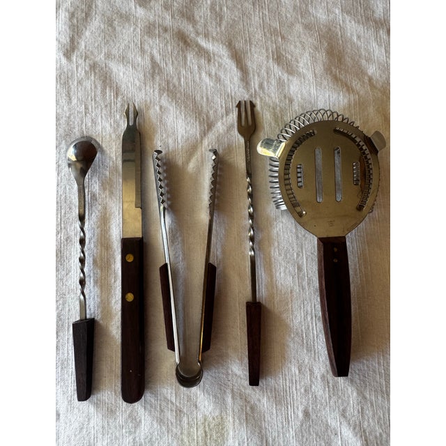 Vintage Mid-Century Modern 5 Piece Set Stainless Steel Japan Barware For Sale - Image 4 of 6