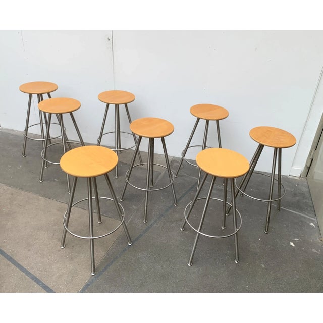Brown Set of German Duktus Kitchen or Barstools from Bulthaup For Sale - Image 8 of 18