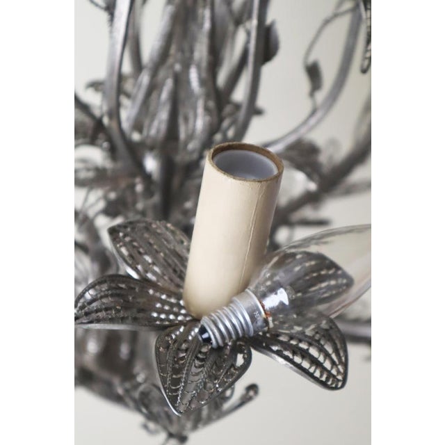 Metal Art Nouveau Handcrafted Metal Silver Wire Chandelier, Italy, 1970s For Sale - Image 7 of 18