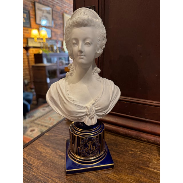 Late 19th Century Antique Bisque Porcelain Sevres Style Bust: Marie Antoinette For Sale - Image 5 of 12