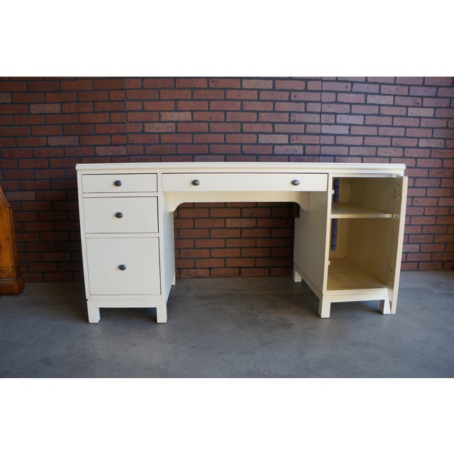 Off-white Ethan Allen Tango Double Pedestal Desk For Sale - Image 8 of 8