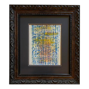 Contemporary Abstract Expressionist Gouache Painting on Paper, Framed