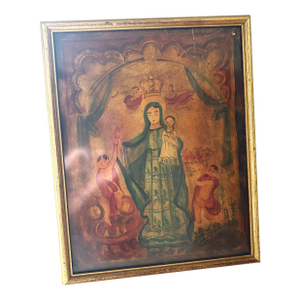 16th Century Pre-Columbian Madonna and Child, Framed