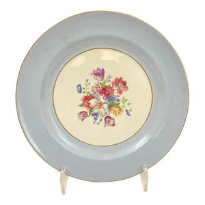 Vintage Porcelain Plate the French Saxon China C0 22k. Gold Made in Usa 1940s