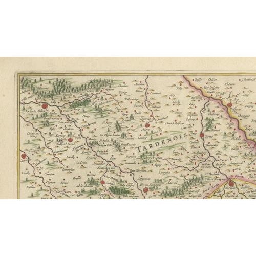 Antique Map of Reims and Rethel from Blaeu, France, 1642 For Sale - Image 9 of 11