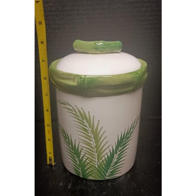 Vintage Italian Lidded Canister With Bamboo Design For Sale - Image 4 of 9