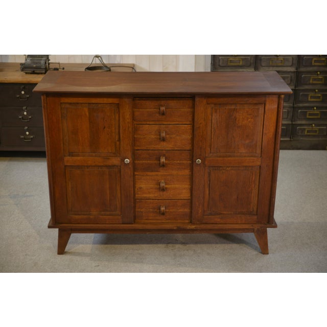 Wood Reconstruction Oak Buffet attributed to René Gabriel, 1940s For Sale - Image 7 of 12