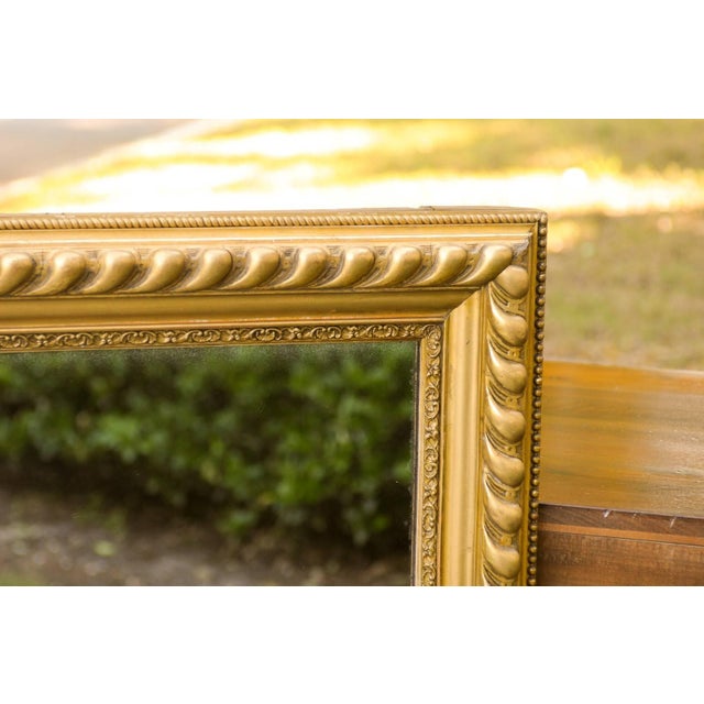 Wood French Rectangular Giltwood Mirror with Gadrooned and Beaded Frame, circa 1900 For Sale - Image 7 of 10