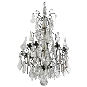 French Bronze and Crystal Chandelier