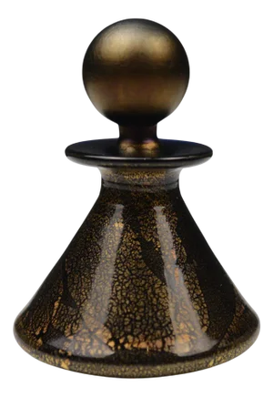 Black and Golden Blown Glass Perfume Bottle from Isle of Wight Studio, England, 1970s