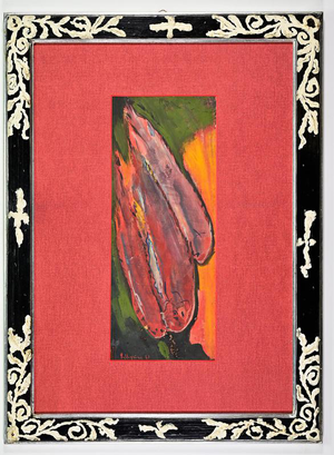 Sirio Pellegrini, Fishes, 1960s, Oil on Wood Panel, Framed