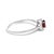 Contemporary 10K White Gold 5X3MM Oval Red Garnet and Diamond Accent Halo Ring (I-J Color, I1-I2 Clarity) - Ring Size 7 For Sale - Image 3 of 7