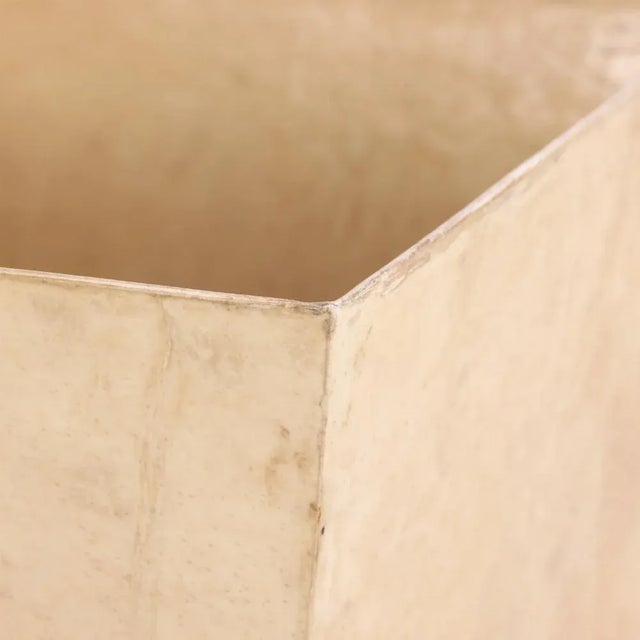 A Parchment Covered Geometric Waste Basket For Sale - Image 4 of 4