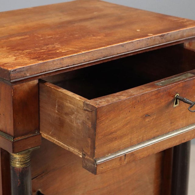 Empire Bedside Table in Walnut For Sale - Image 4 of 8