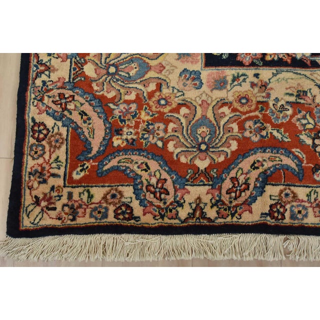 Sarouk Rug 7’1” X 9’11” Blue Wool Vintage Traditional Hand-Knotted Carpet For Sale - Image 12 of 15