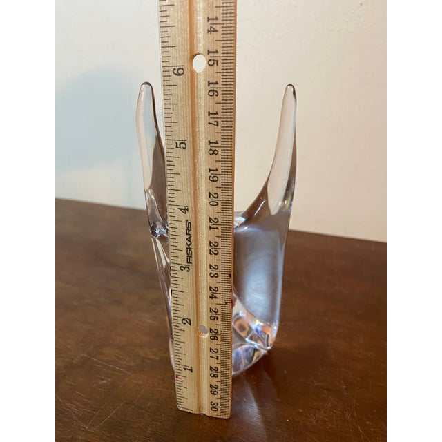 Vintage Daum France Signed Crystal Figurine Doberman Bull Head Paperweight For Sale - Image 9 of 13