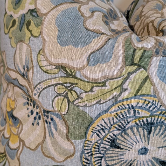 Thibaut Peony Garden Pillows in Spa Blue - Pair For Sale In Greensboro - Image 6 of 7