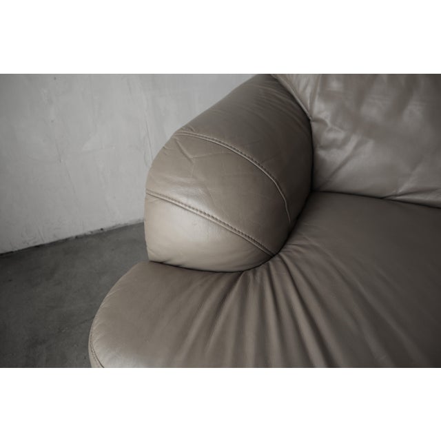 1980s Oversized German Leather Lounge Chair For Sale - Image 4 of 10