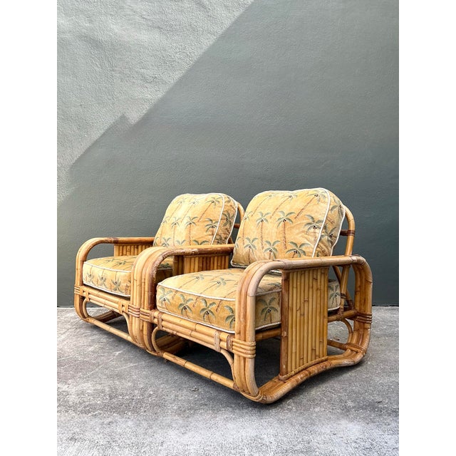 Vintage Bielecky Brothers Bent Rattan Lounge Chairs - A Pair For Sale - Image 9 of 12