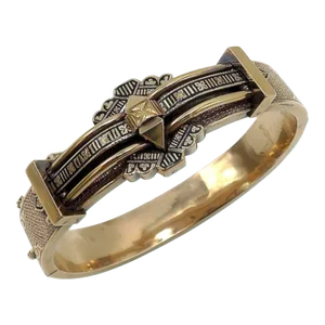 10K Rose Gold Victorian Architectural Revival Taille D’Epargne Bracelet