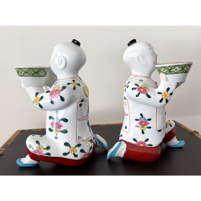 Herend Set/2 Herend Lg Chinese Man Kneeling Salt Cellars For Sale - Image 4 of 10