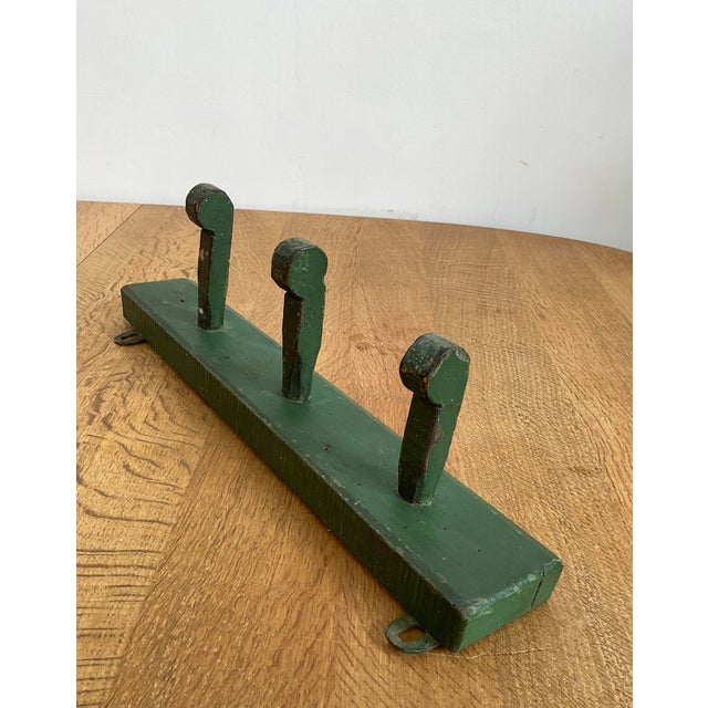 Antique Rustic Wooden Peg Hook in Green For Sale - Image 12 of 15