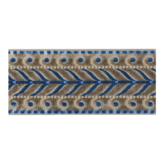 Schumacher Marion Velvet Tape in Taupe For Sale