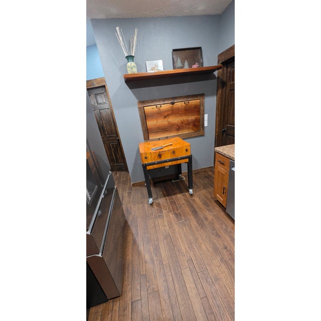 Mid-Century Michigan Maple Block Co. "Southpaw" 10.5- Inch Industrial Butcher Block Island For Sale - Image 12 of 14