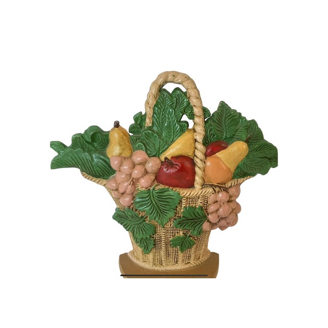 Late 20th Century Late 20th Century Basket of Fruit Painted Vintage Cast Iron Doorstop For Sale - Image 5 of 8
