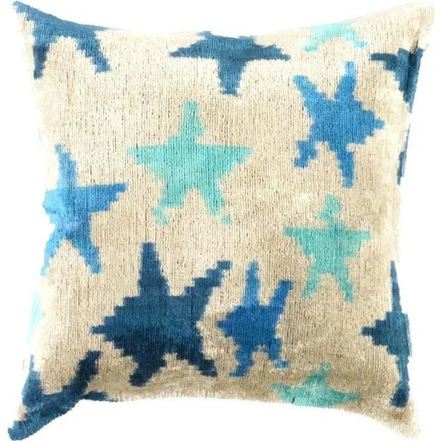 Textile Contemporary Decorative Accent Handmade Ikat Pillow For Sale - Image 7 of 7