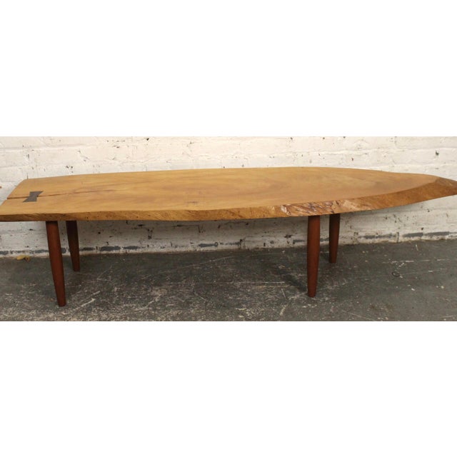 Mid 20th Century Live Edge Coffee Table W/ Butterfly Notch For Sale - Image 4 of 11