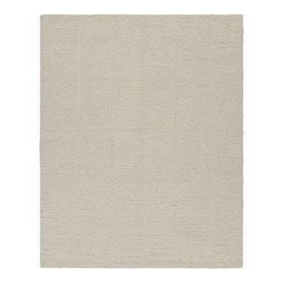 Rug & Kilim’s Contemporary Rug in Cream White with High-Low Geometric Patterns - 10x14 For Sale