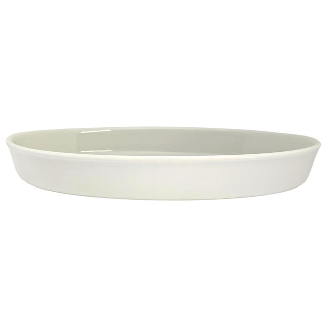 Ceramic Vintage French Apilco Heavy White Porcelain Oval Gratin Baker, 14.5 Inch For Sale - Image 7 of 10