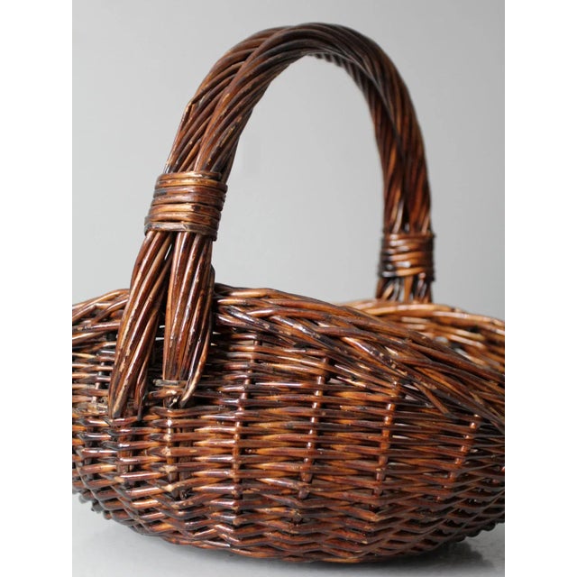 Vintage Wicker Gathering Basket For Sale - Image 9 of 13